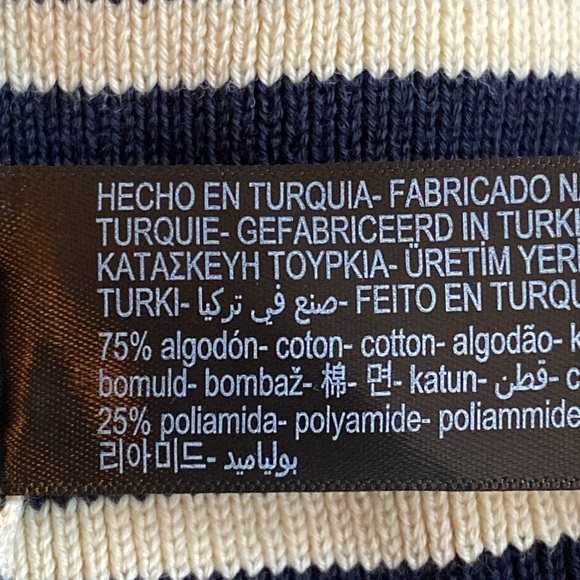 NWT. Massimo Dutti Navy Blue/Ecru Striped Gold-Toned Buttons Cardigan. Size XS. - Picture 7 of 8